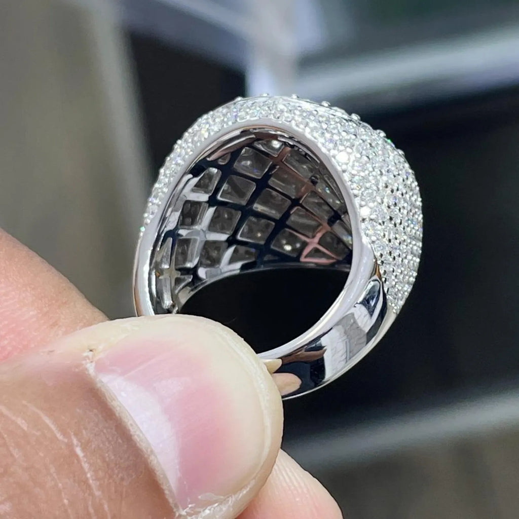 Men Moissanite Ring Iced Out Dome Style [6.84 CTW] in 925 Sterling Silver