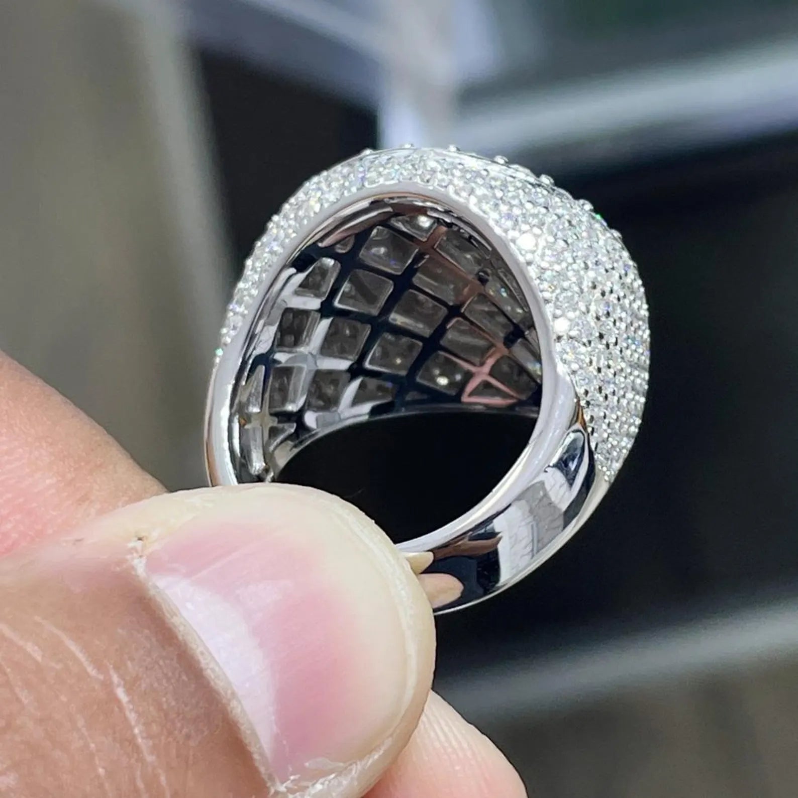Men Moissanite Ring Iced Out Dome Style [6.84 CTW] in 925 Sterling Silver