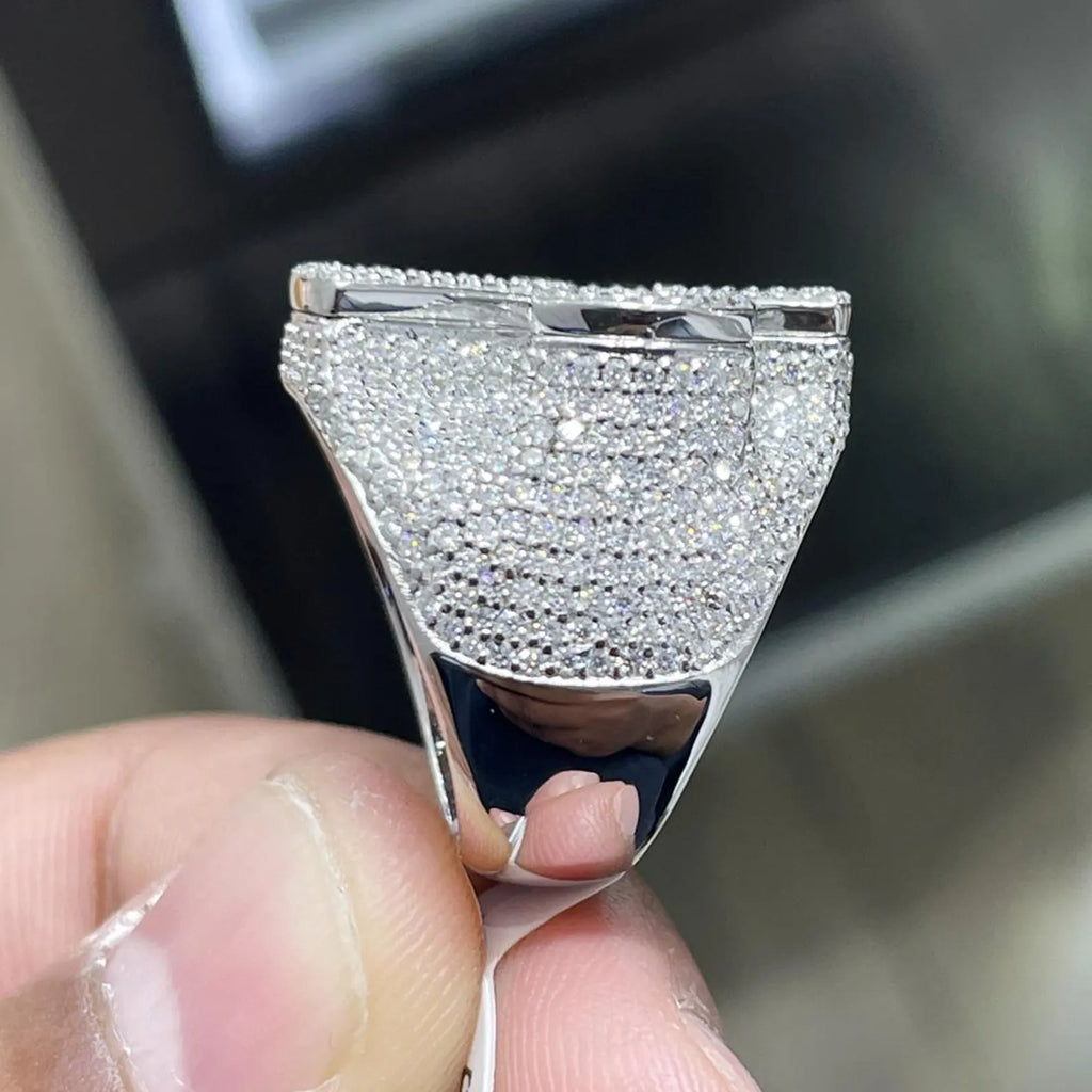 Men Moissanite Ring Iced Out Cross Shaped [4.97 CTW] in 925 Sterling Silver