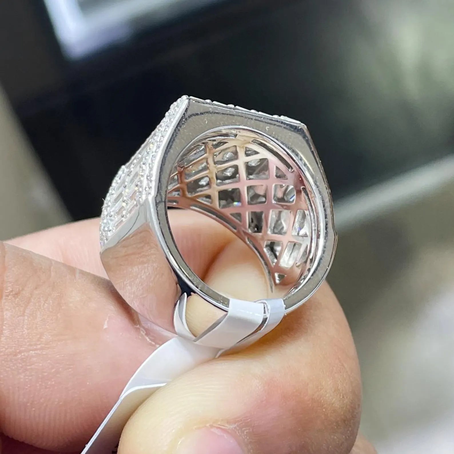 Men Moissanite Ring Iced Out Baguette [5.80 CTW] in 925 Sterling Silver
