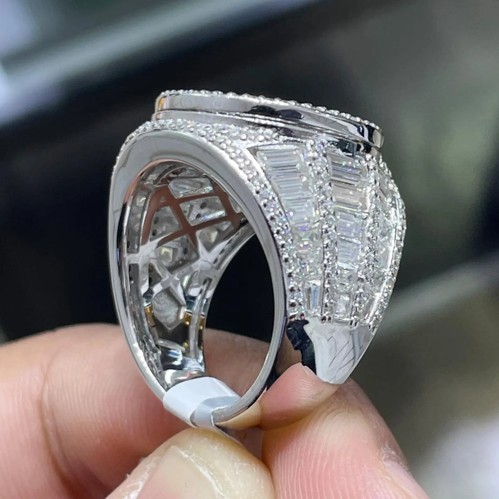 Men Moissanite Ring Iced Out Baguette [7.31 CTW] in 925 Sterling Silver