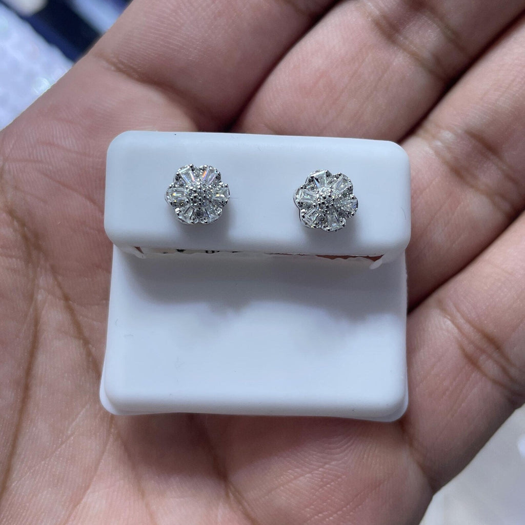 0.57 CTW Moissanite Floral Stud Earrings 925 Sterling Silver
