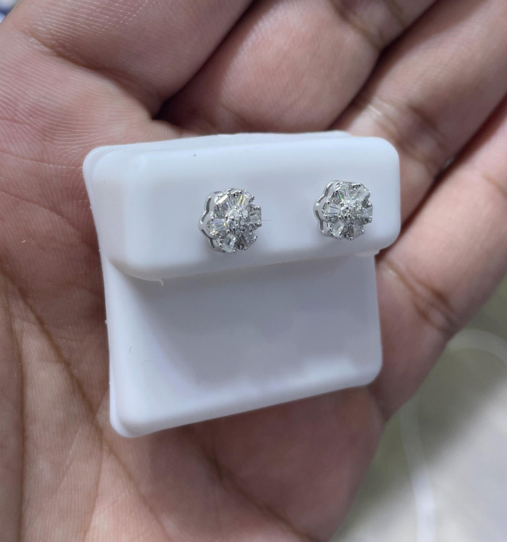 0.57 CTW Moissanite Floral Stud Earrings 925 Sterling Silver