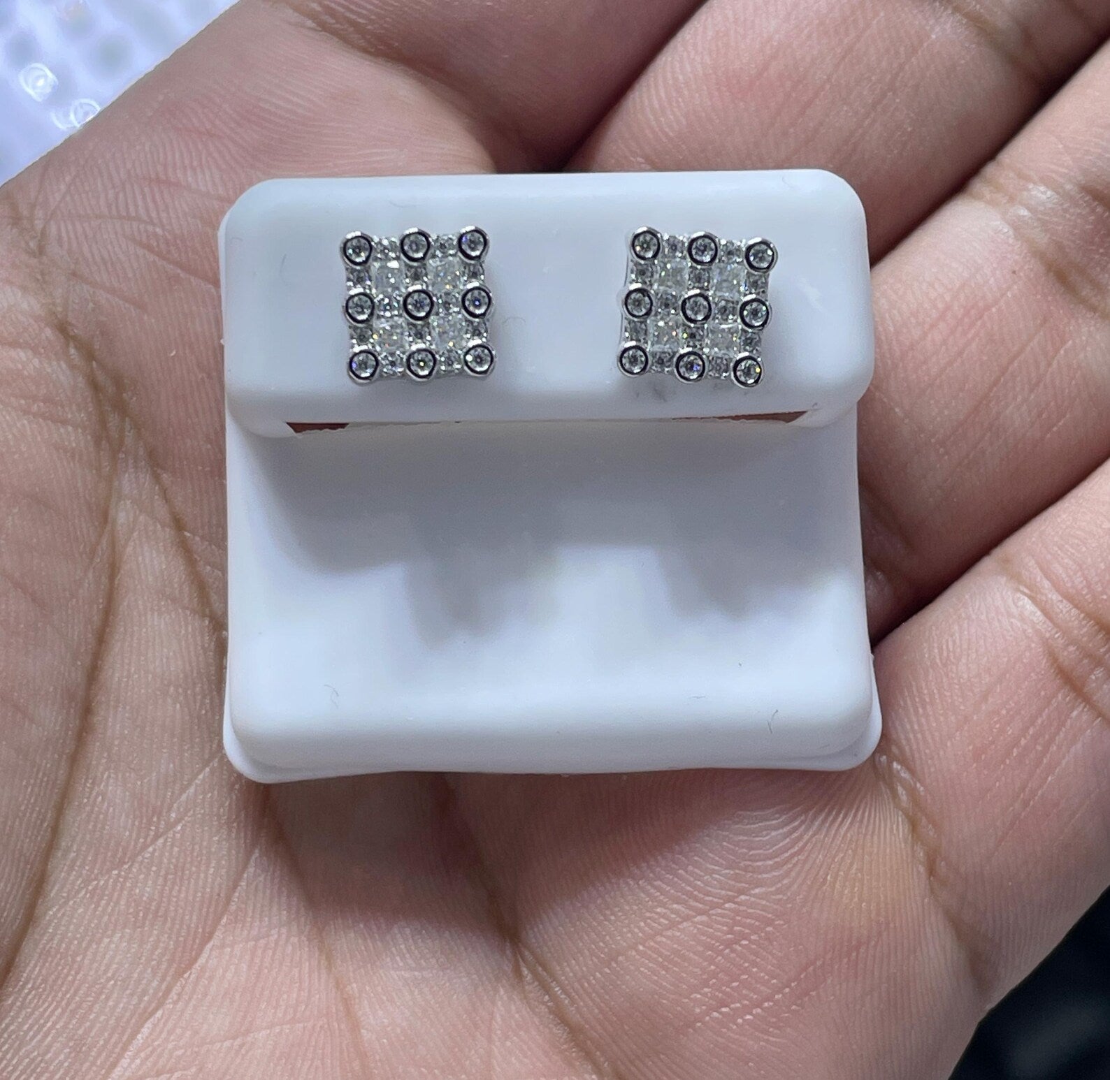 0.73 CTW Moissanite Baguette Stud Earrings 925 Sterling Silver