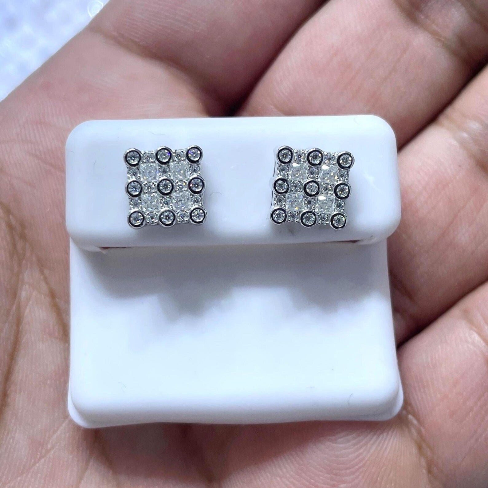0.73 CTW Moissanite Baguette Stud Earrings 925 Sterling Silver