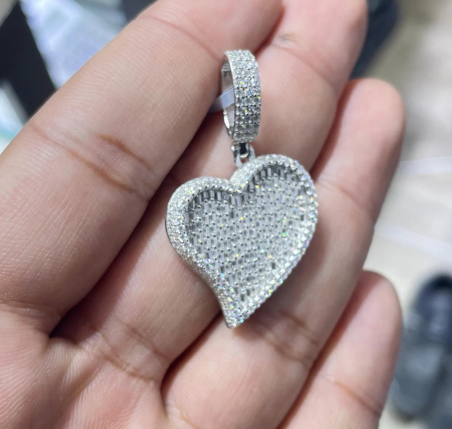 Unique Heart Style Pendant VVS1 Moissanite [3.64 CTW] 925 Sterling Silver