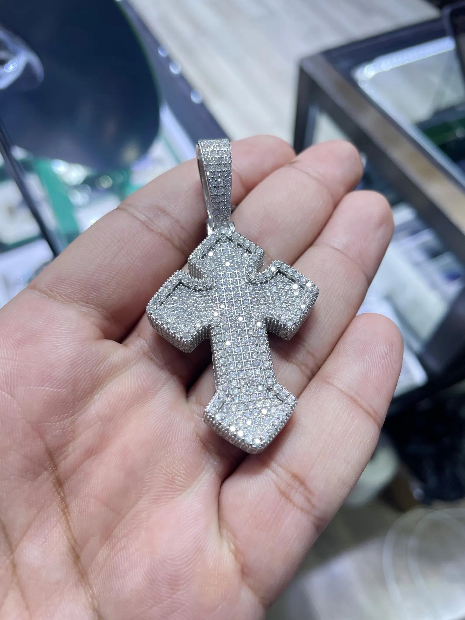 Cross Pendant VVS1 Moissanite [6.71 CTW] 925 Sterling Silver