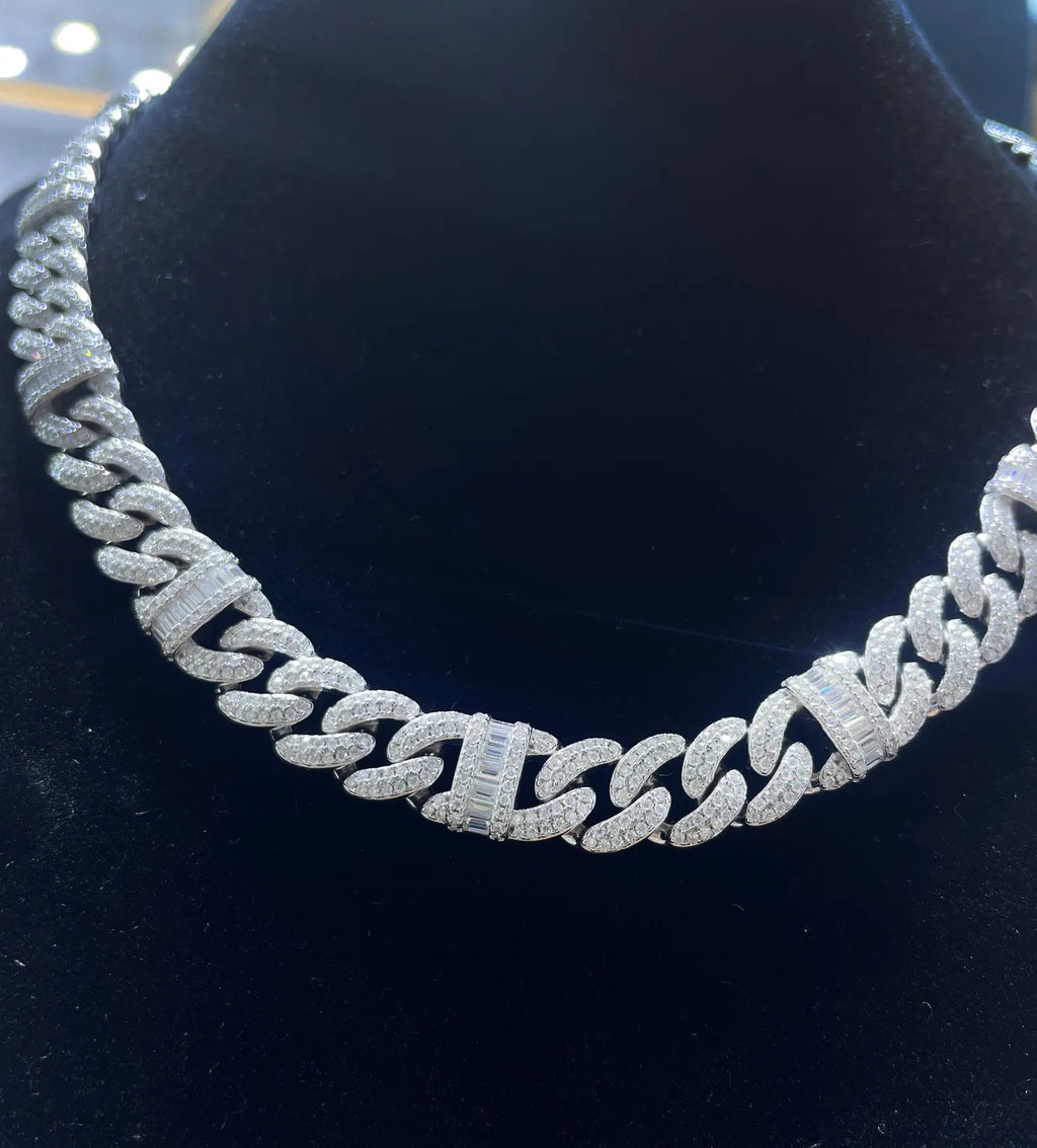 Iced Out Cuban Link Moissanite Chain [16.80CTW] in 925 Sterling Silver