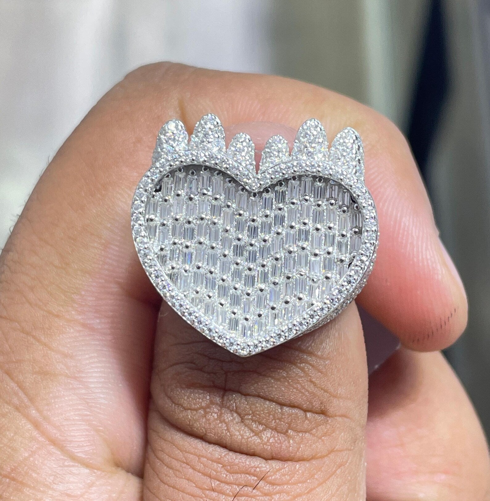 Men Moissanite Ring Heart Shaped [5.11 CTW] in 925 Sterling Silver