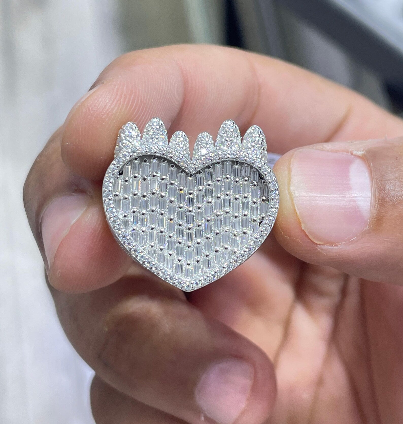 Men Moissanite Ring Heart Shaped [5.11 CTW] in 925 Sterling Silver