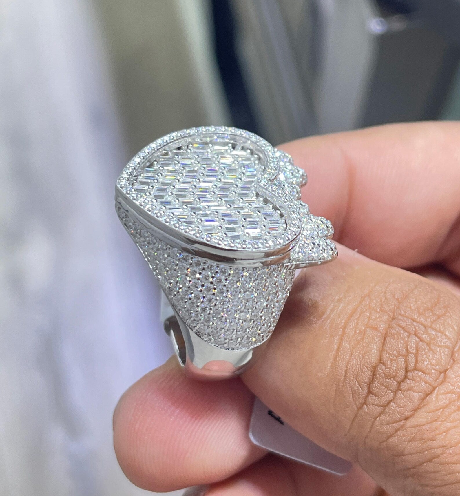 Men Moissanite Ring Heart Shaped [5.11 CTW] in 925 Sterling Silver