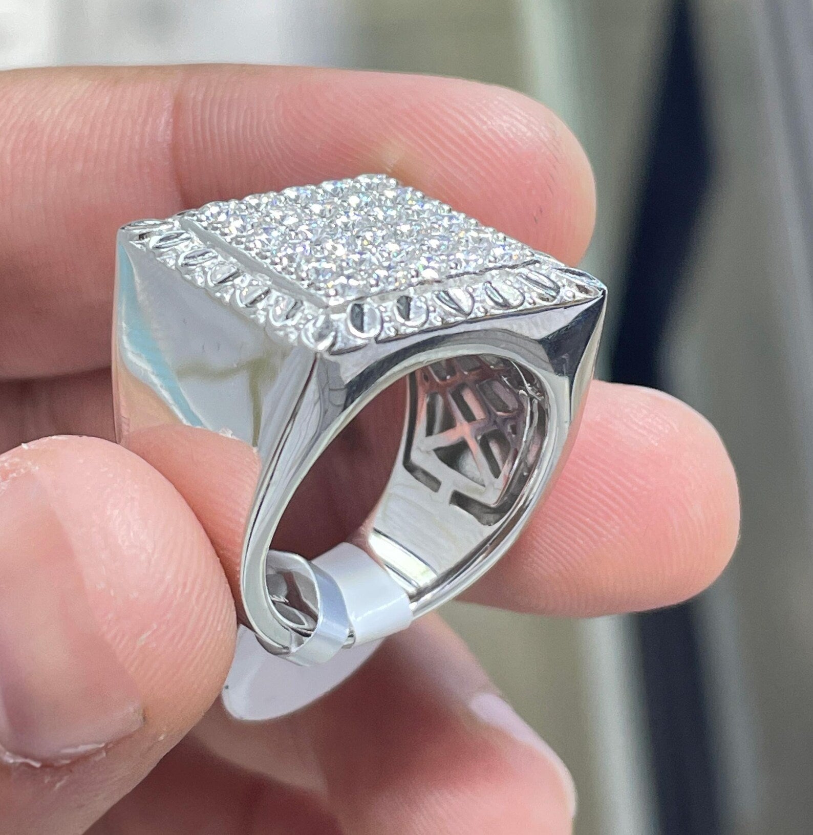 Men Moissanite Ring Square Shaped [2.07 CTW] in 925 Sterling Silver
