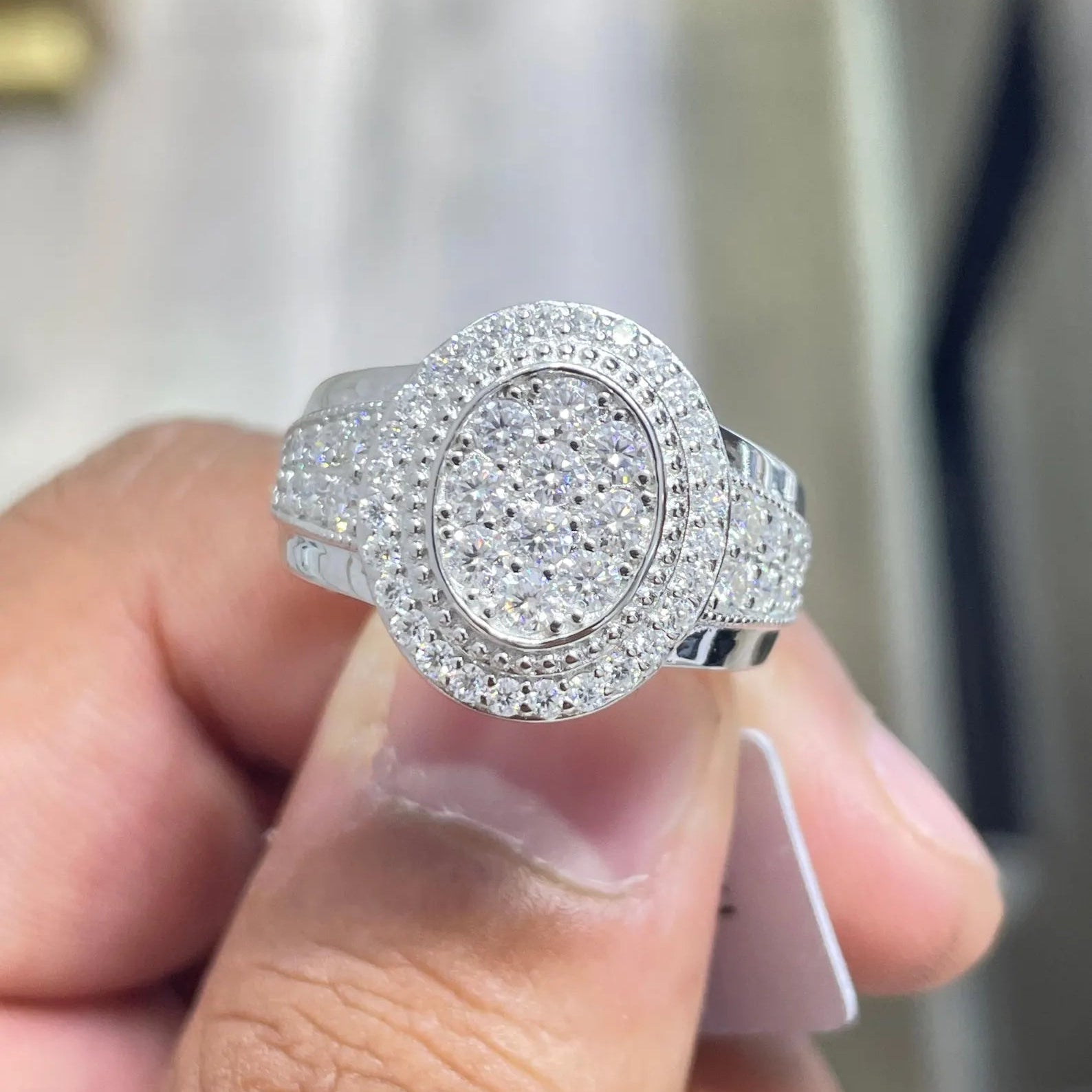 Men Moissanite Ring Oval Shaped [1.98 CTW] in 925 Sterling Silver