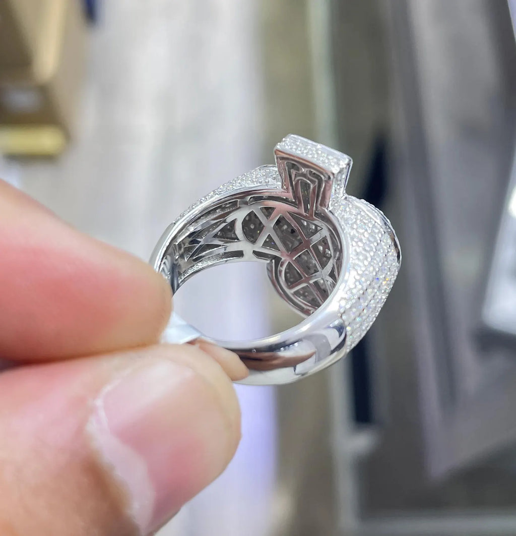Men Moissanite Ring Ace of Clubs [3.70 CTW] in 925 Sterling Silver