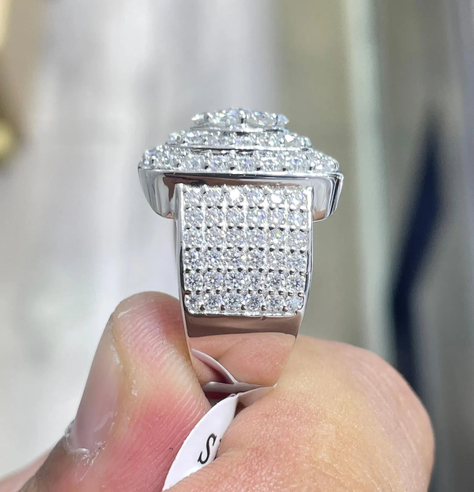 Men Moissanite Ring Round Layered Style [4.46 CTW] in 925 Sterling Silver