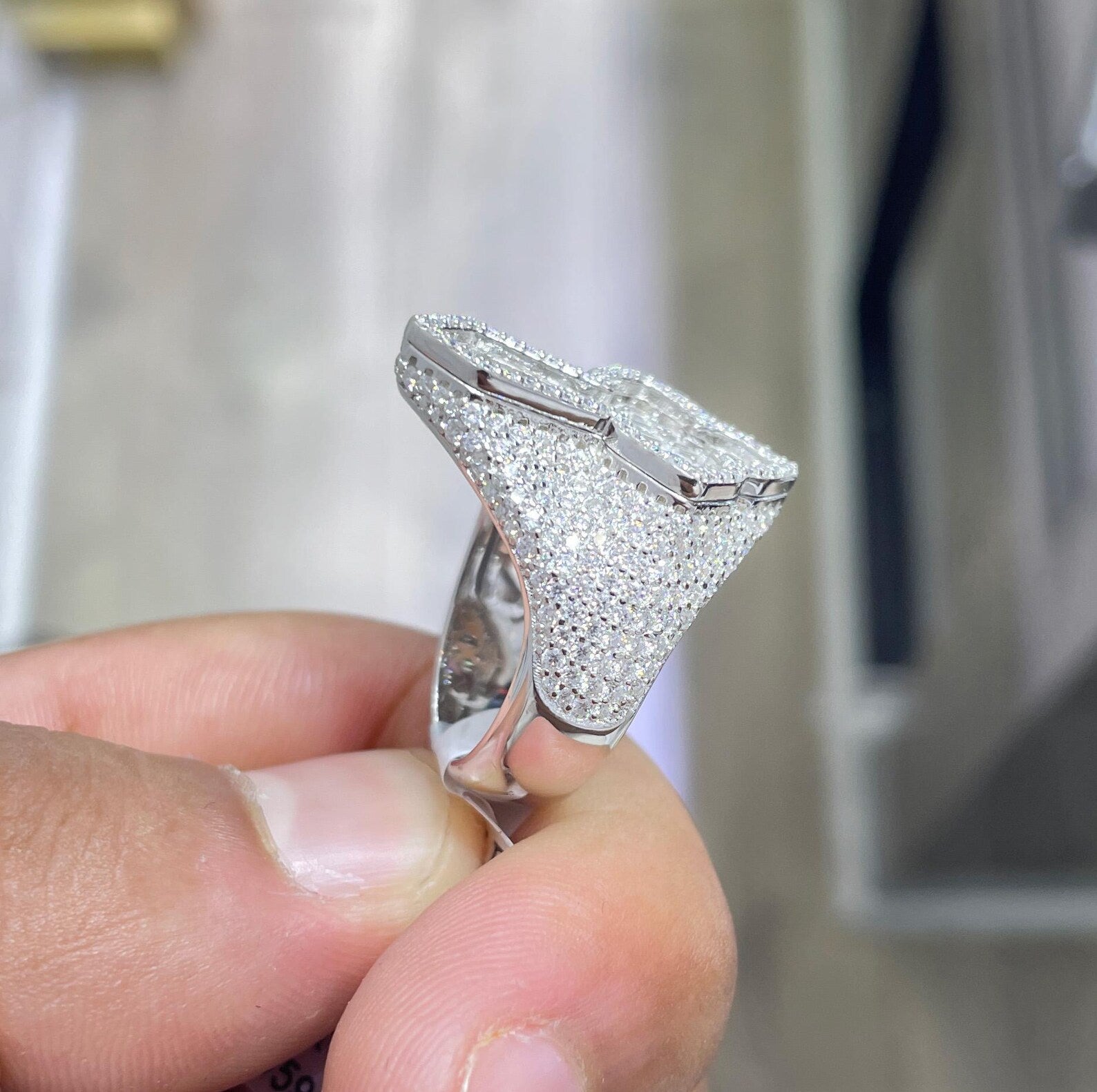 Men Moissanite Ring Cross Shaped [5.82 CTW] in 925 Sterling Silver