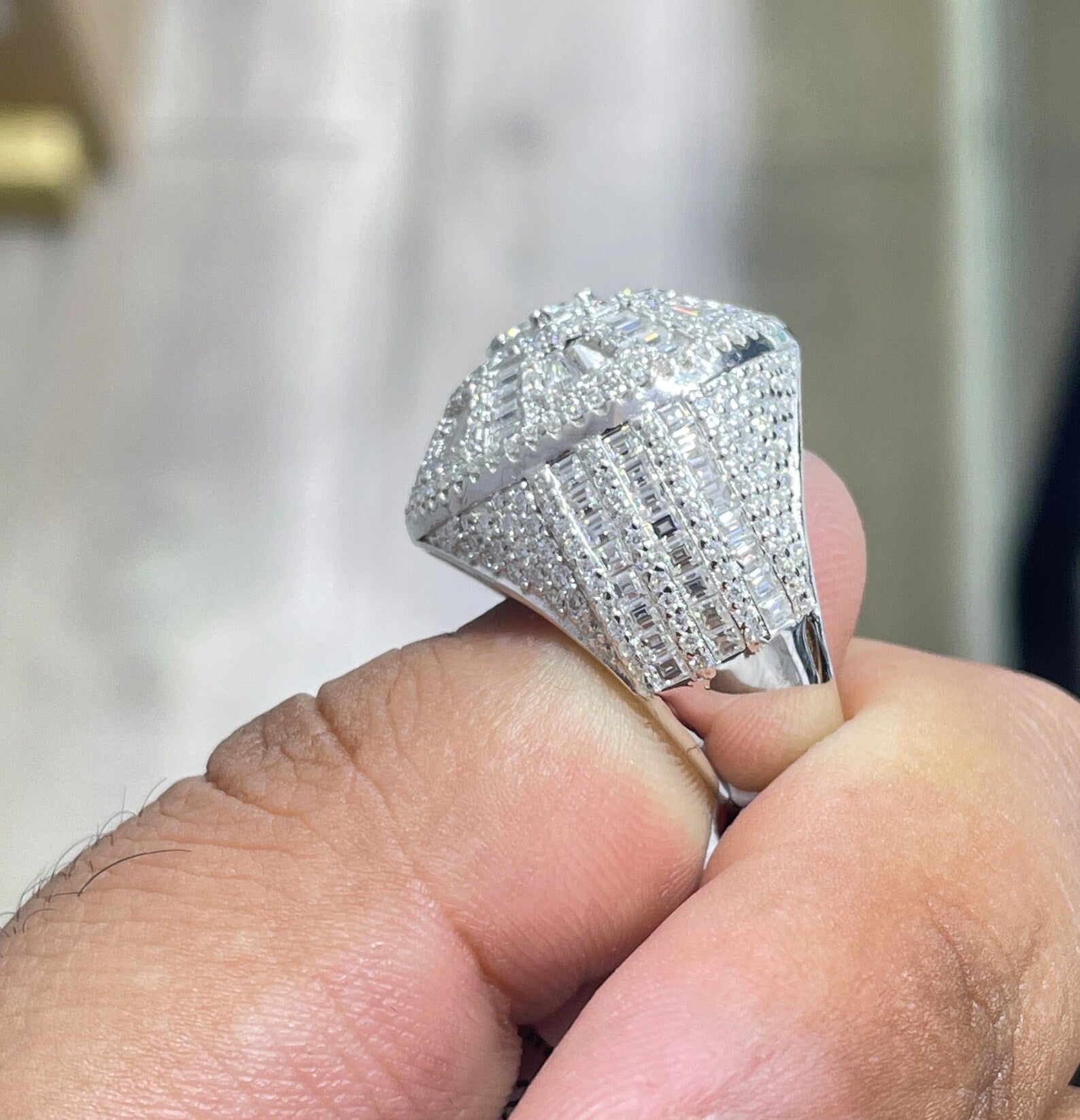Men Moissanite Ring Dome Style [6.60 CTW] in 925 Sterling Silver