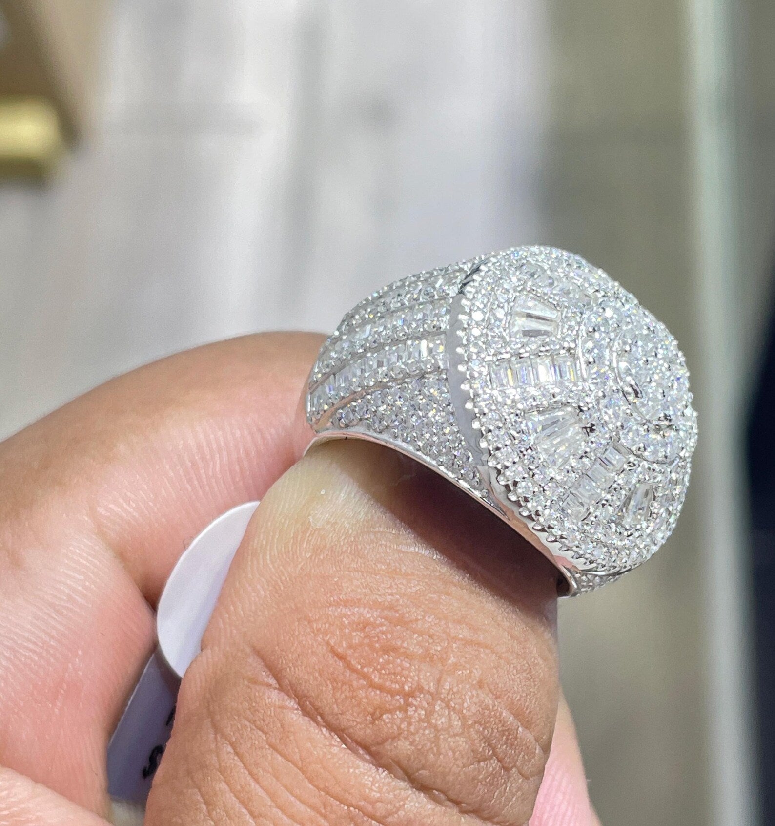 Men Moissanite Ring Dome Style [6.60 CTW] in 925 Sterling Silver