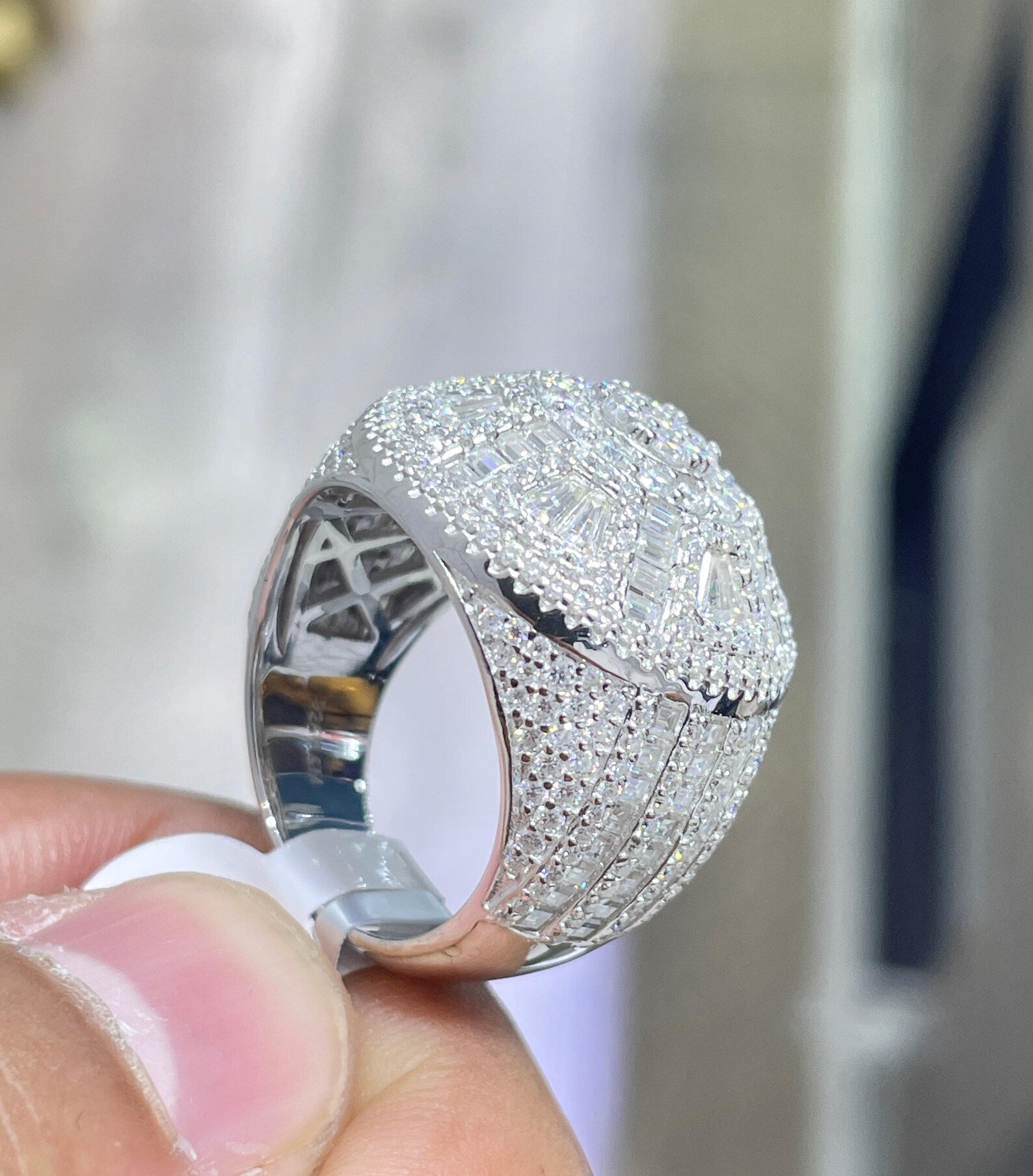 Men Moissanite Ring Dome Style [6.60 CTW] in 925 Sterling Silver
