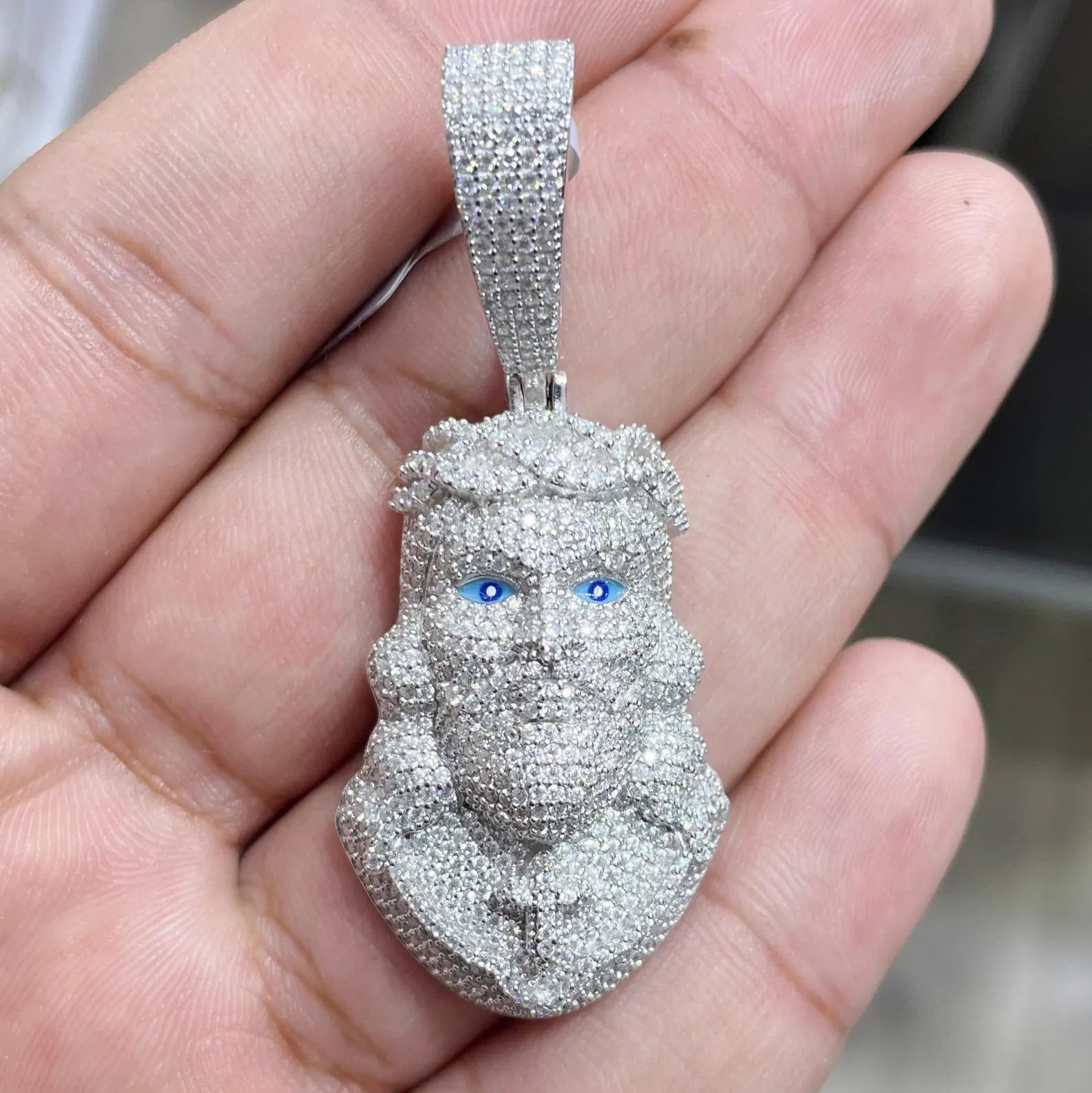 Jesus Face Pendant VVS1 Moissanite [4.51 CTW] 925 Sterling Silver