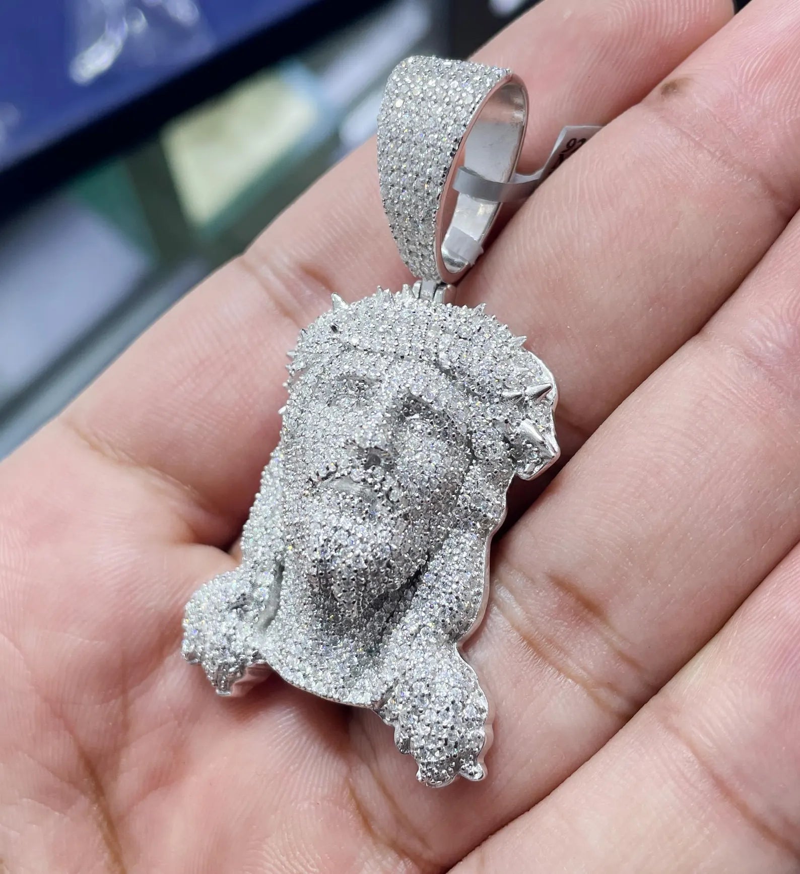 3D Jesus Face Pendant VVS1 Moissanite [5.65 CTW] 925 Sterling Silver