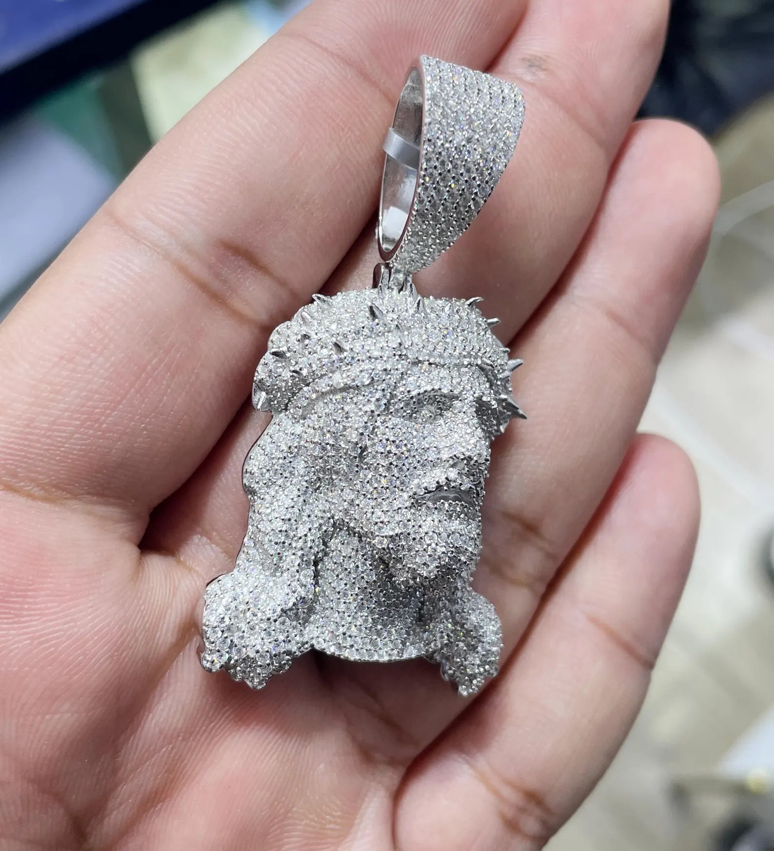 3D Jesus Face Pendant VVS1 Moissanite [5.65 CTW] 925 Sterling Silver