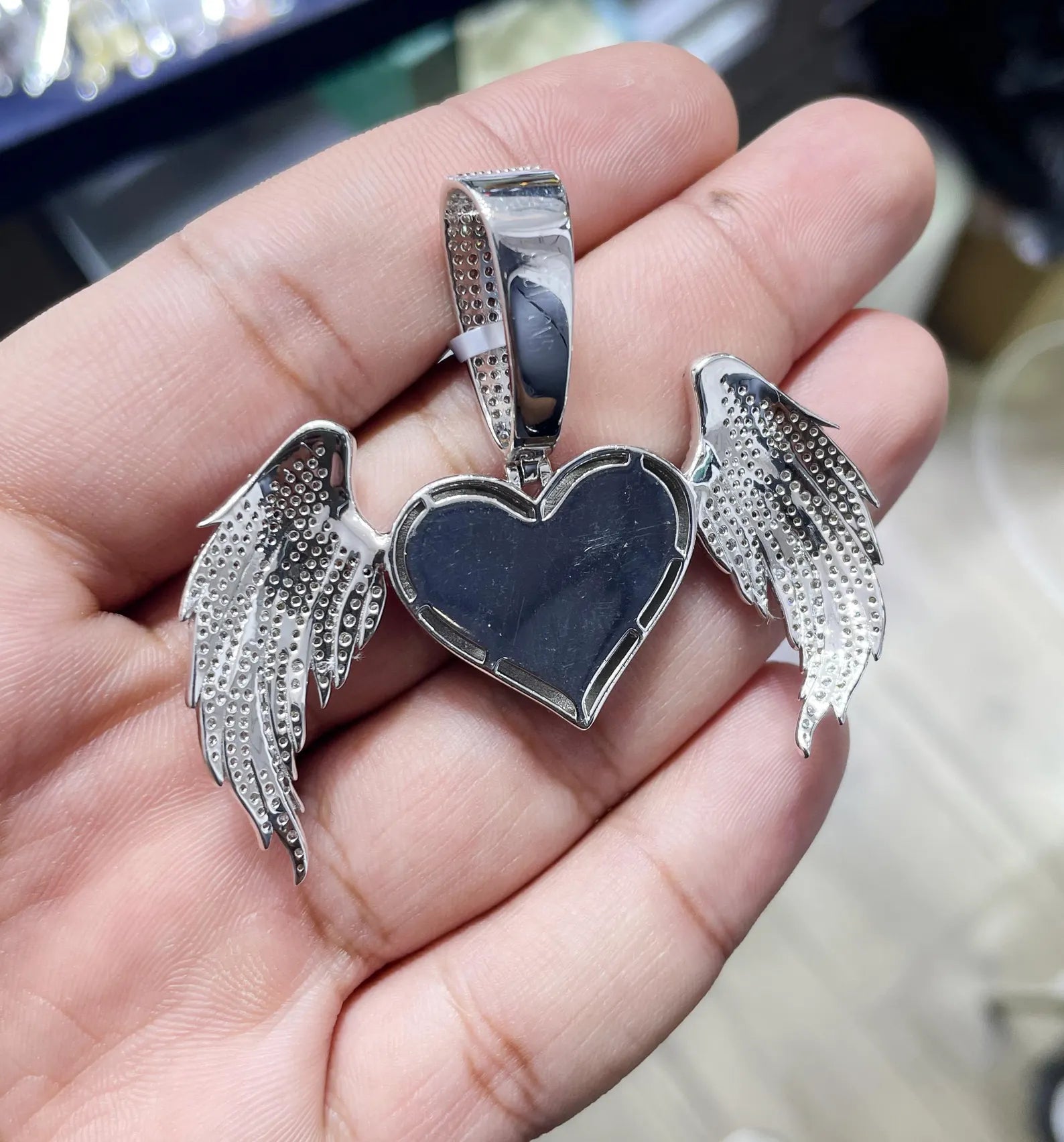 Angel Wings Heart Pendant VVS1 Moissanite [5.65 CTW] 925 Sterling Silver