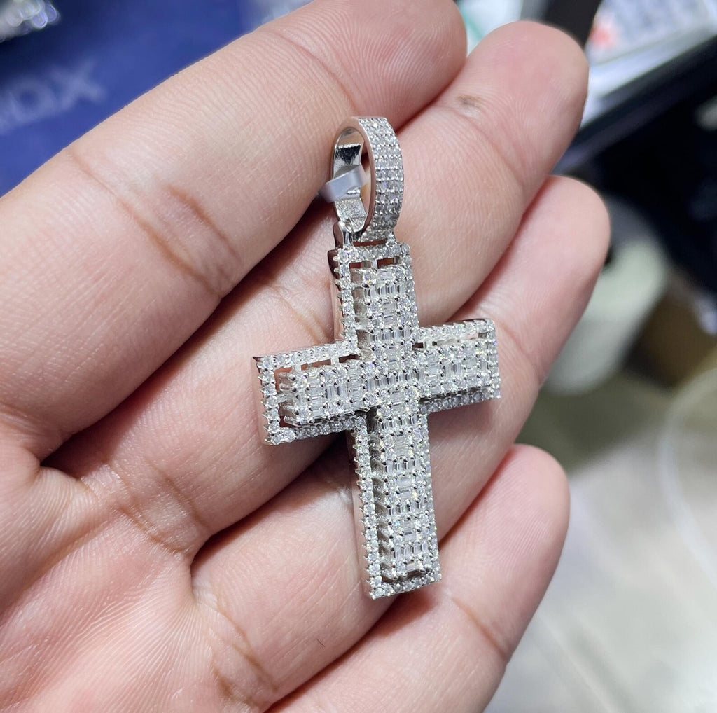 Cross Pendant VVS1 Moissanite [2.68 CTW] 925 Sterling Silver