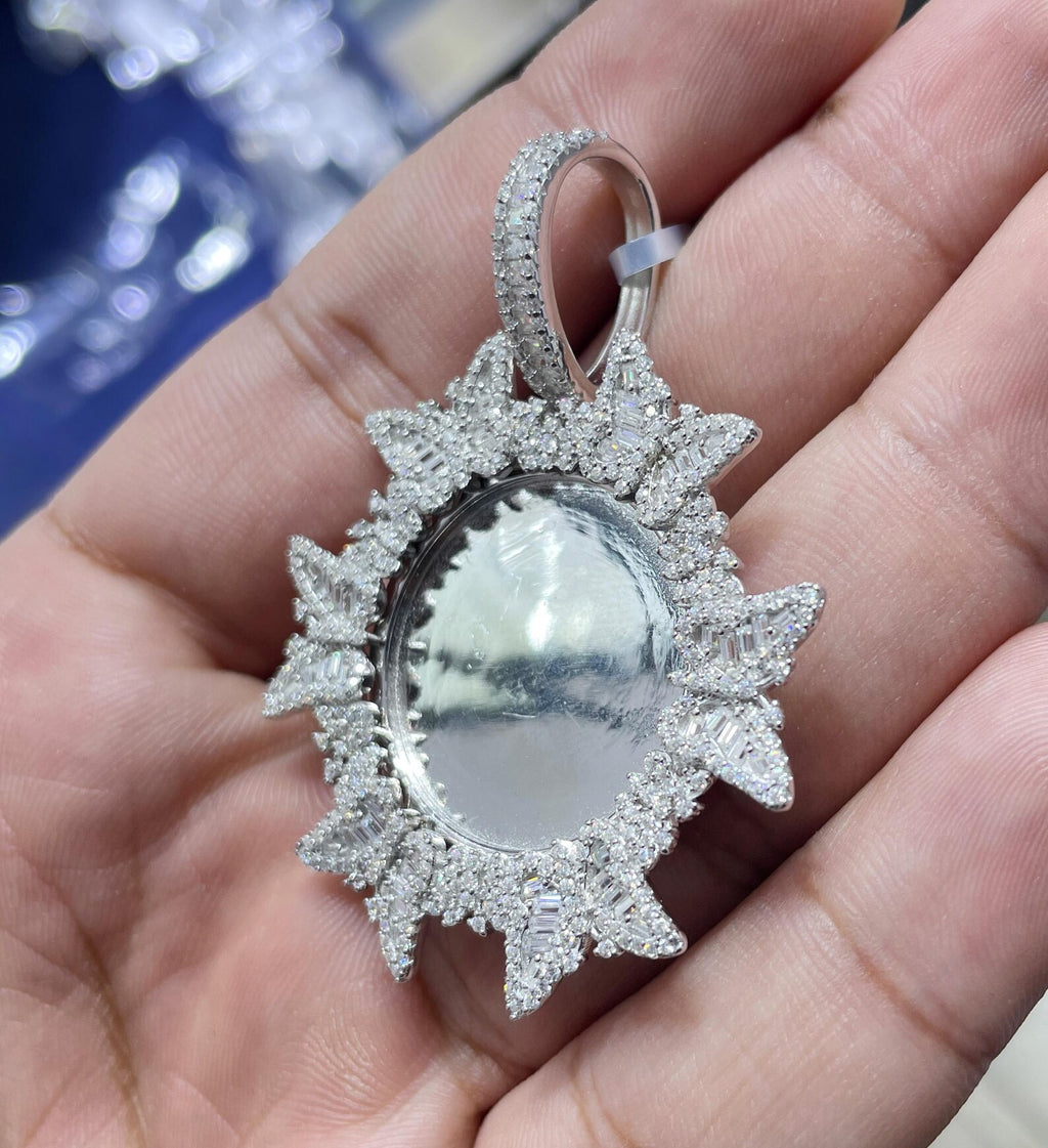 Custom Butterfly Border Memory Charm Pendant VVS1 Moissanite [4.18 CTW] 925 Sterling Silver