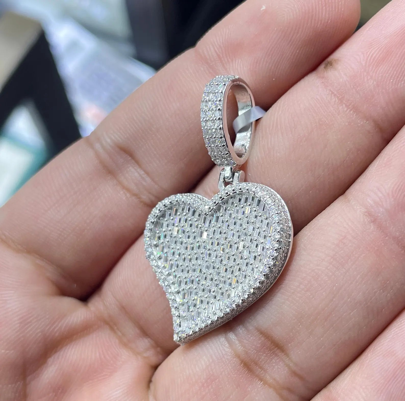 Unique Heart Style Pendant VVS1 Moissanite [3.64 CTW] 925 Sterling Silver