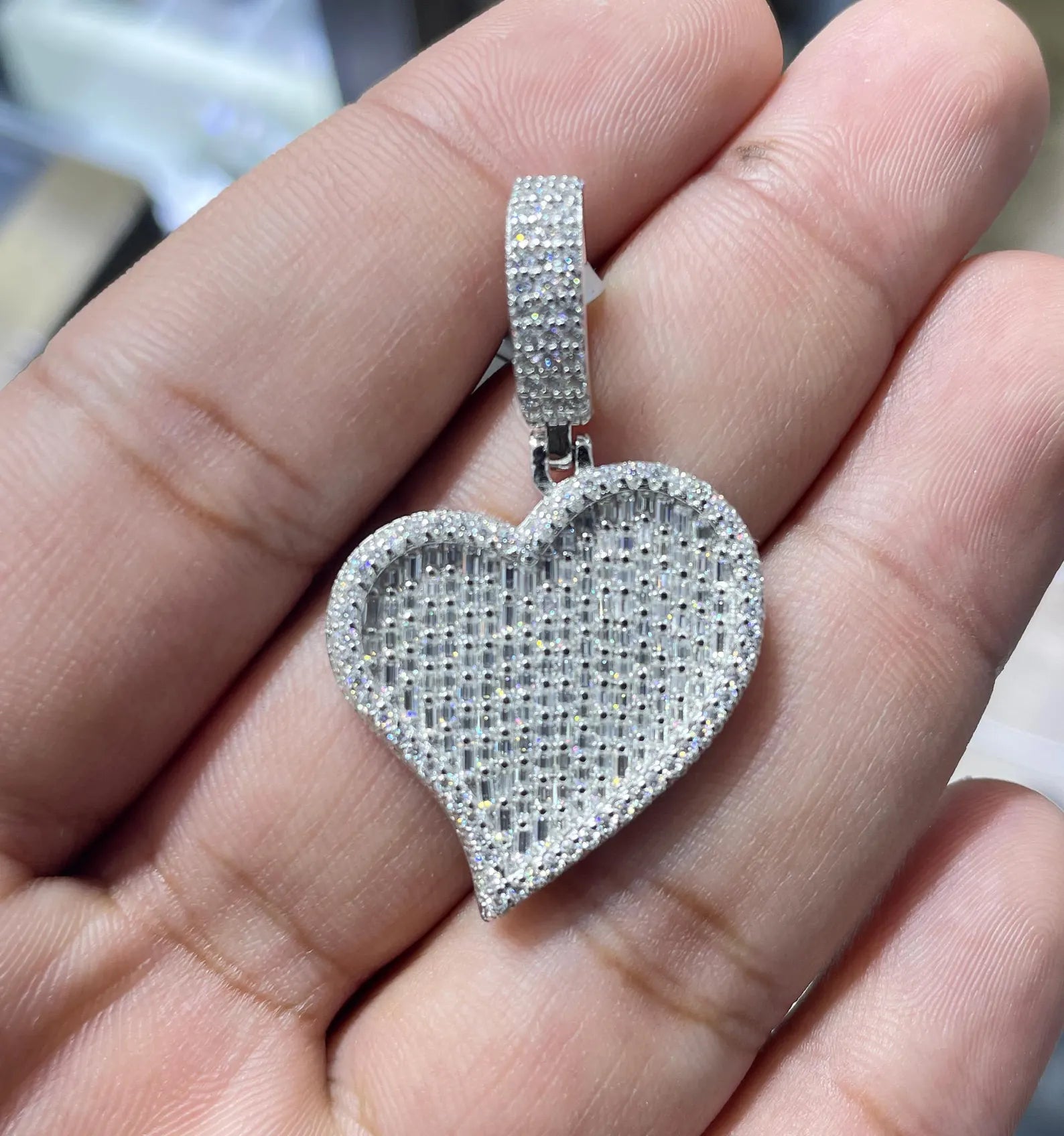 Unique Heart Style Pendant VVS1 Moissanite [3.64 CTW] 925 Sterling Silver