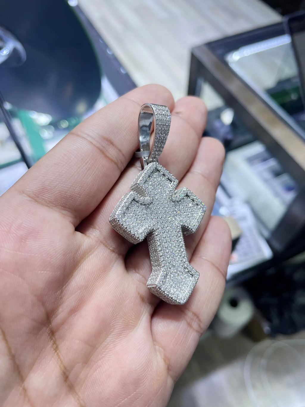 Cross Pendant VVS1 Moissanite [6.71 CTW] 925 Sterling Silver