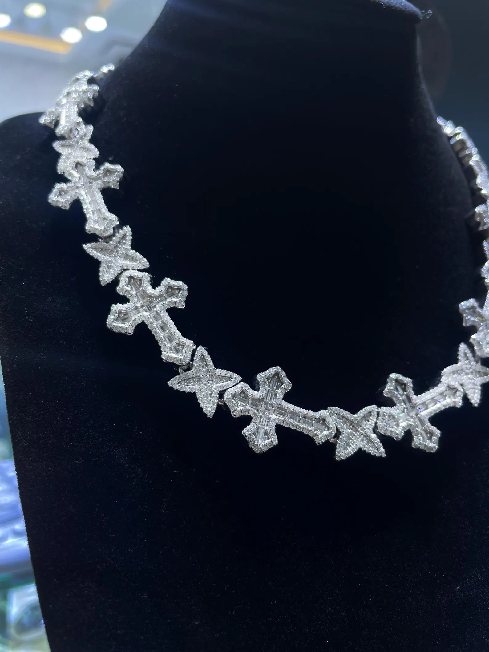 Custom Iced Out Cross Moissanite Chain [23.51CTW] in 925 Sterling Silver