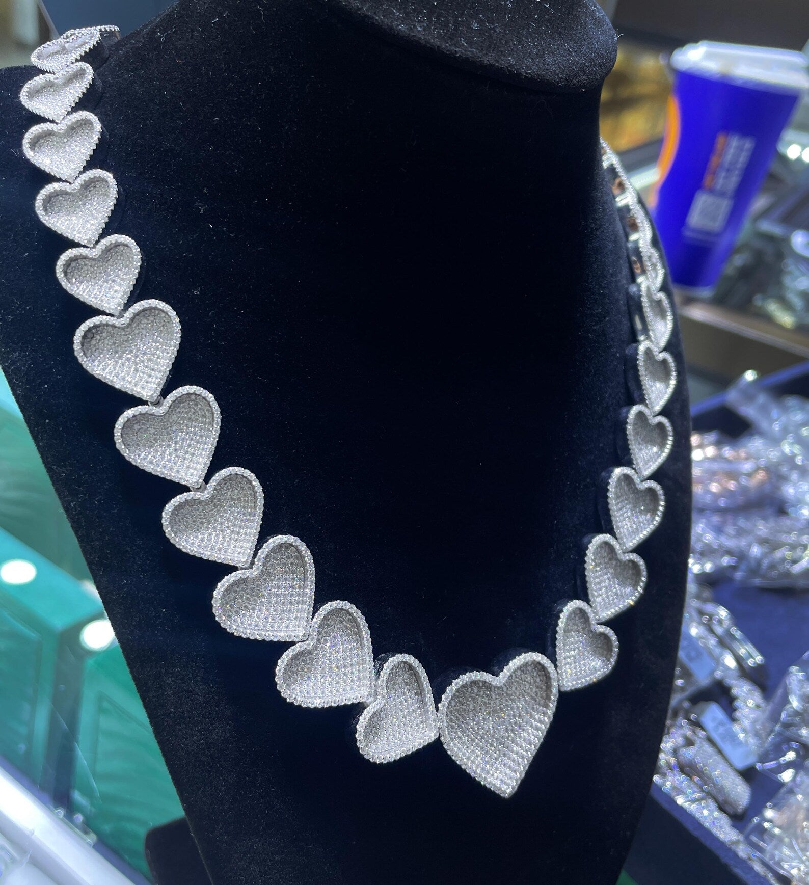 Graduating Heart Moissanite Necklace [27.10CTW] in 925 Sterling Silver