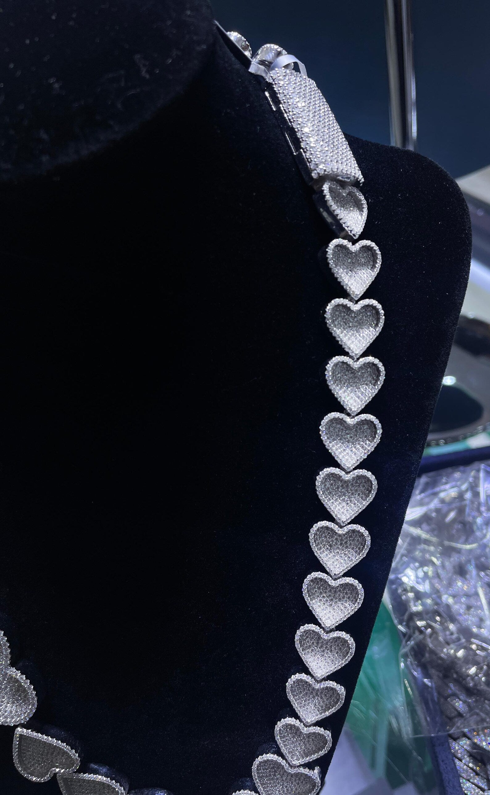 Graduating Heart Moissanite Necklace [27.10CTW] in 925 Sterling Silver