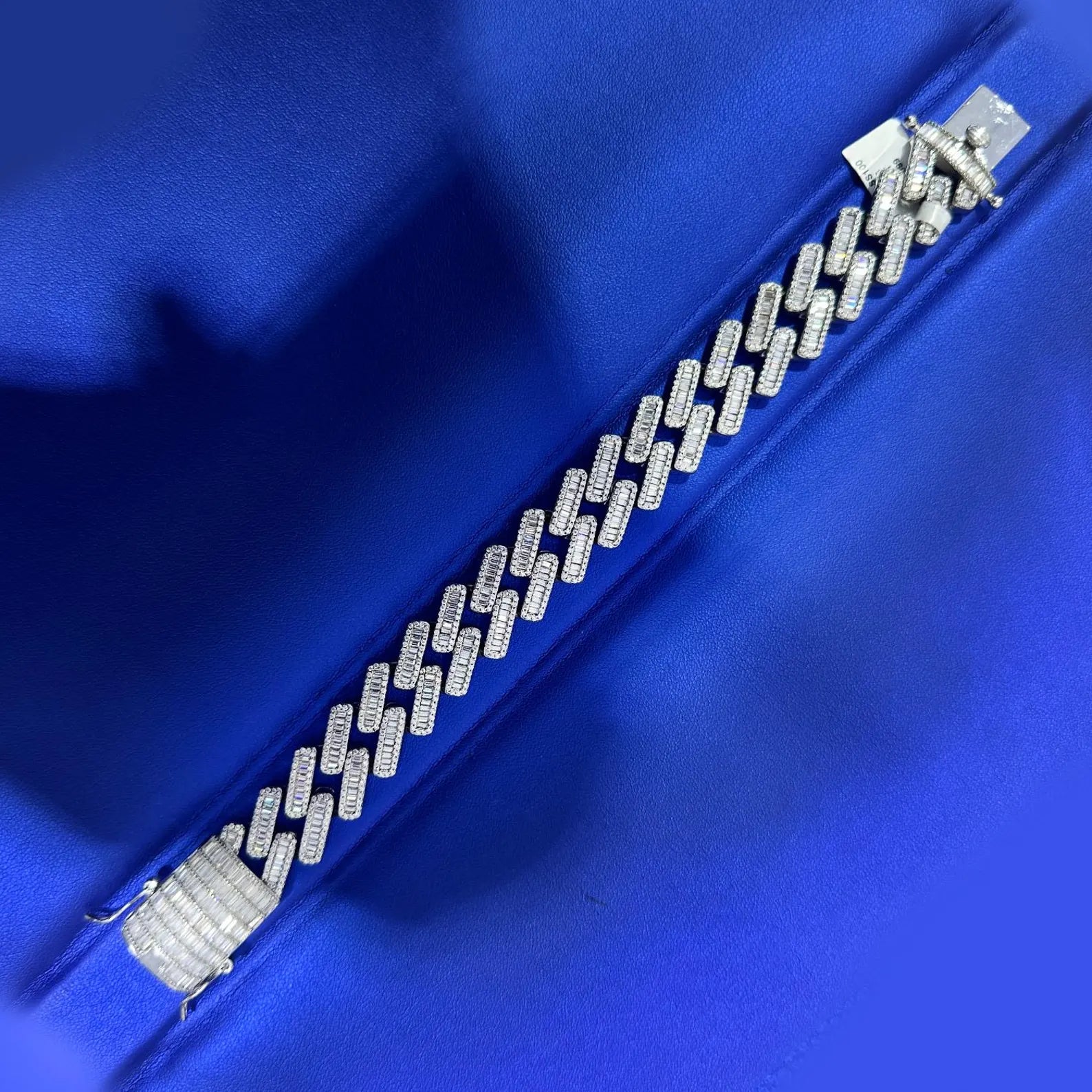 Baguette & Round Cuban Bracelet [19 CTW] Moissanites in 925 Sterling Silver