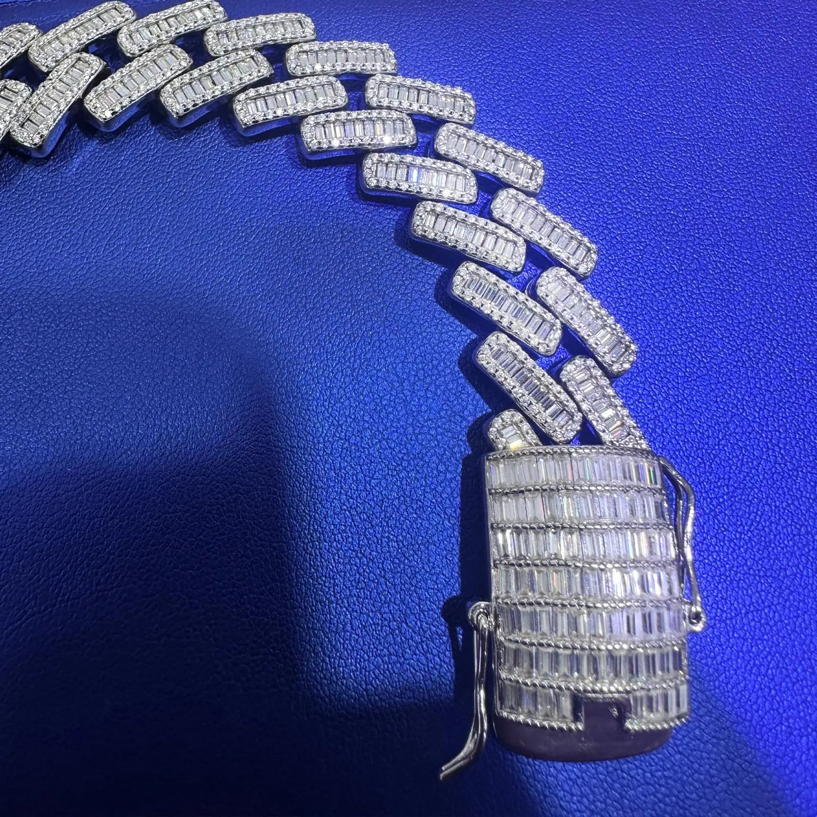 Baguette & Round Cuban Bracelet [19 CTW] Moissanites in 925 Sterling Silver