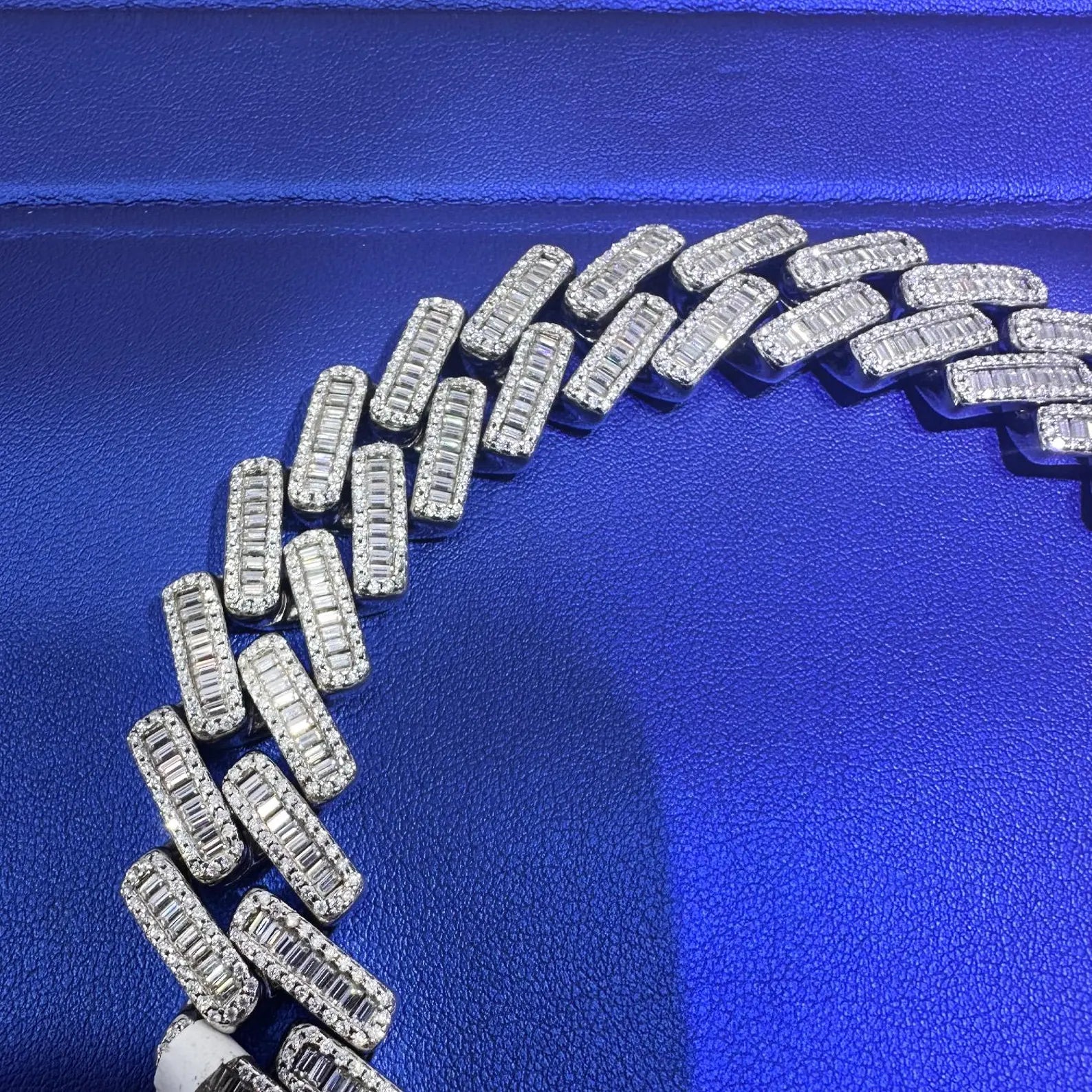 Baguette & Round Cuban Bracelet [19 CTW] Moissanites in 925 Sterling Silver