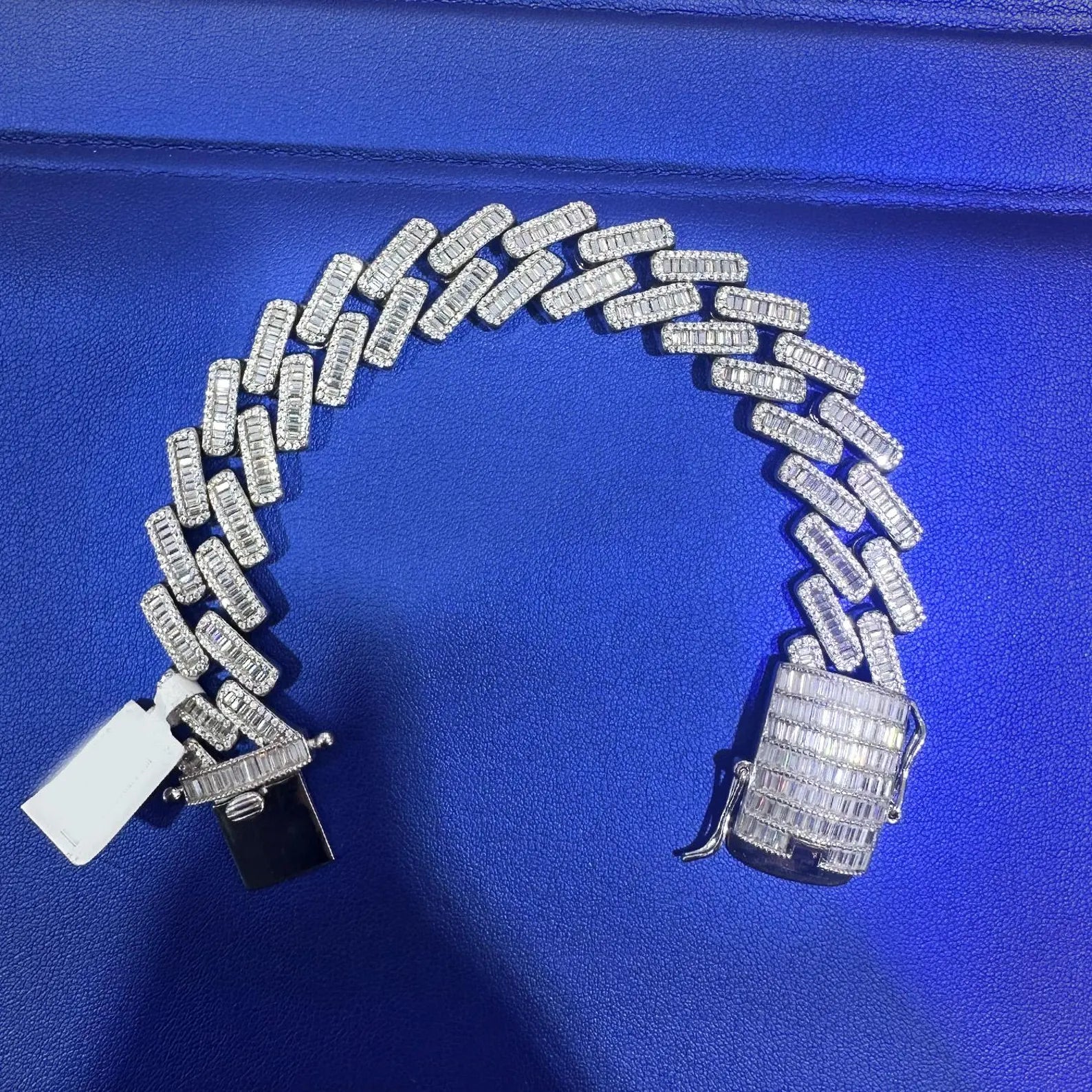 Baguette & Round Cuban Bracelet [19 CTW] Moissanites in 925 Sterling Silver