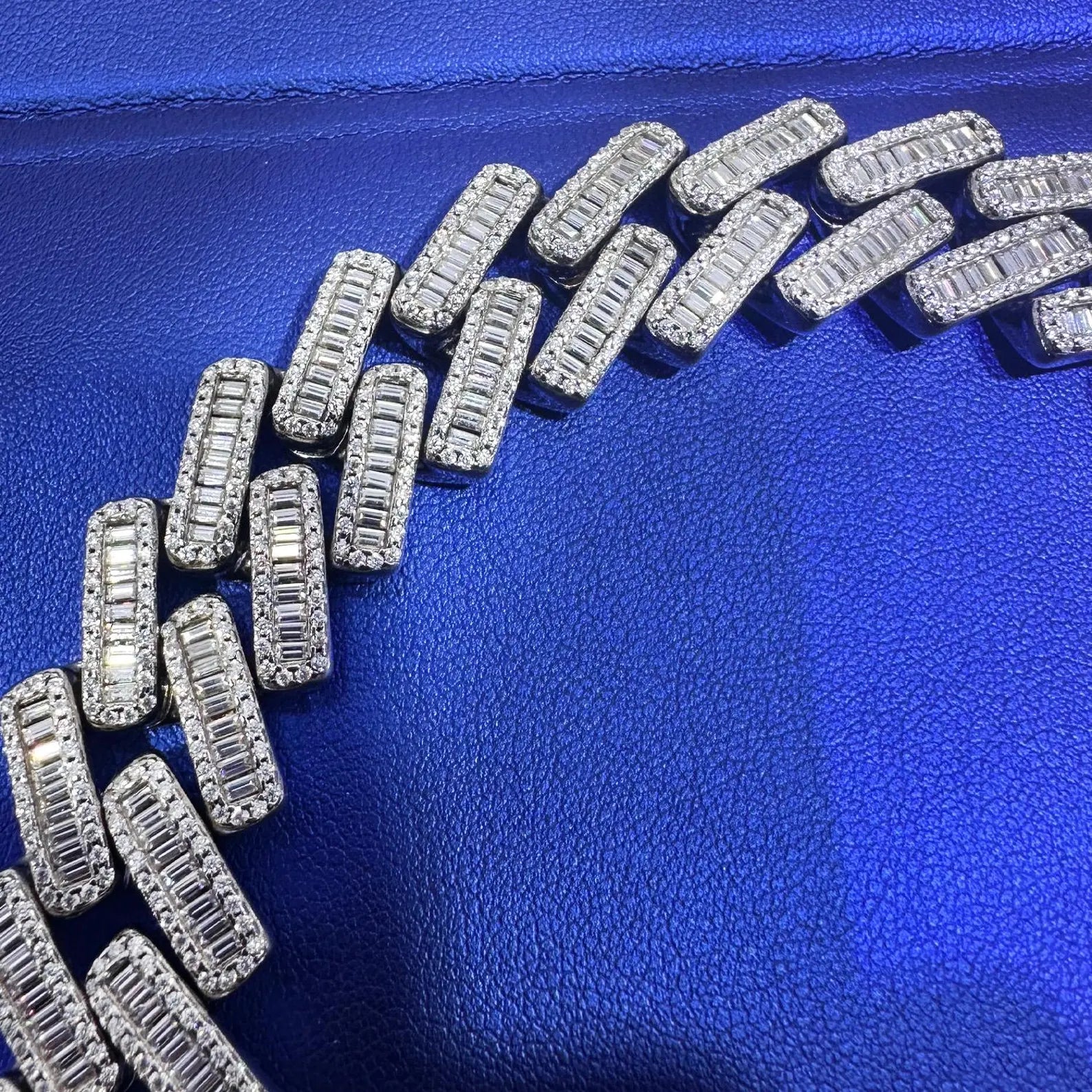Baguette & Round Cuban Bracelet [19 CTW] Moissanites in 925 Sterling Silver