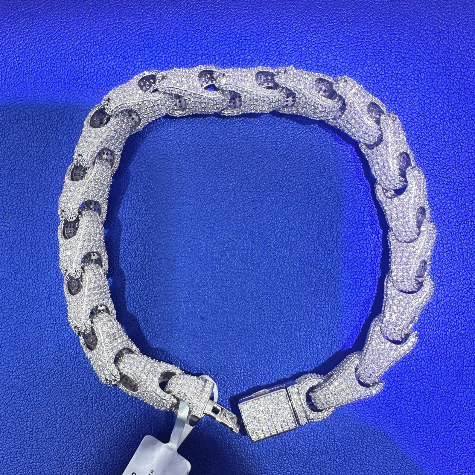 Rolo Iced Out Bracelet [17.21 CTW] Moissanites in 925 Sterling Silver