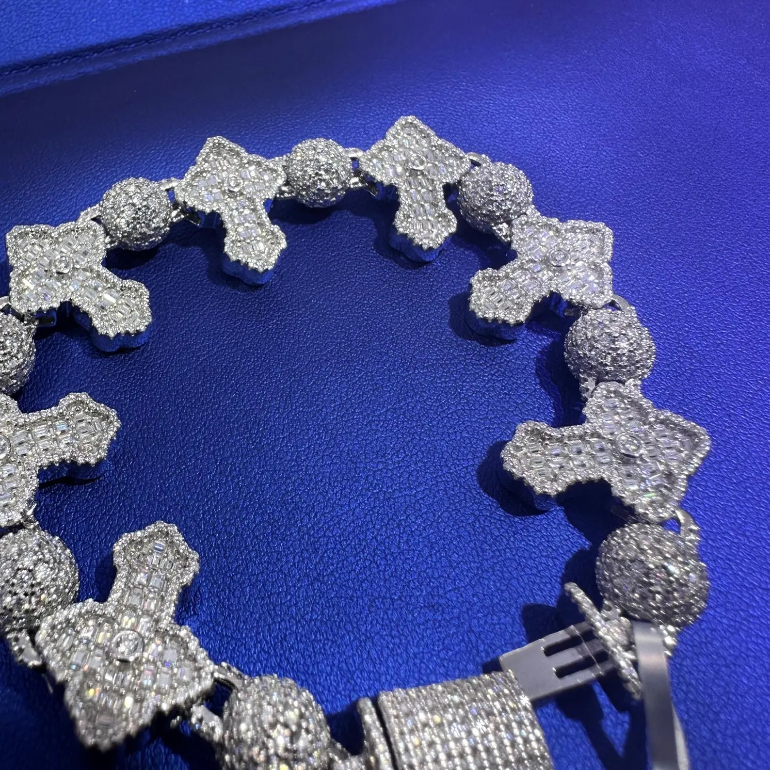 Custom Iced Out Cross Bracelet [15.51 CTW] Moissanites in 925 Sterling Silver
