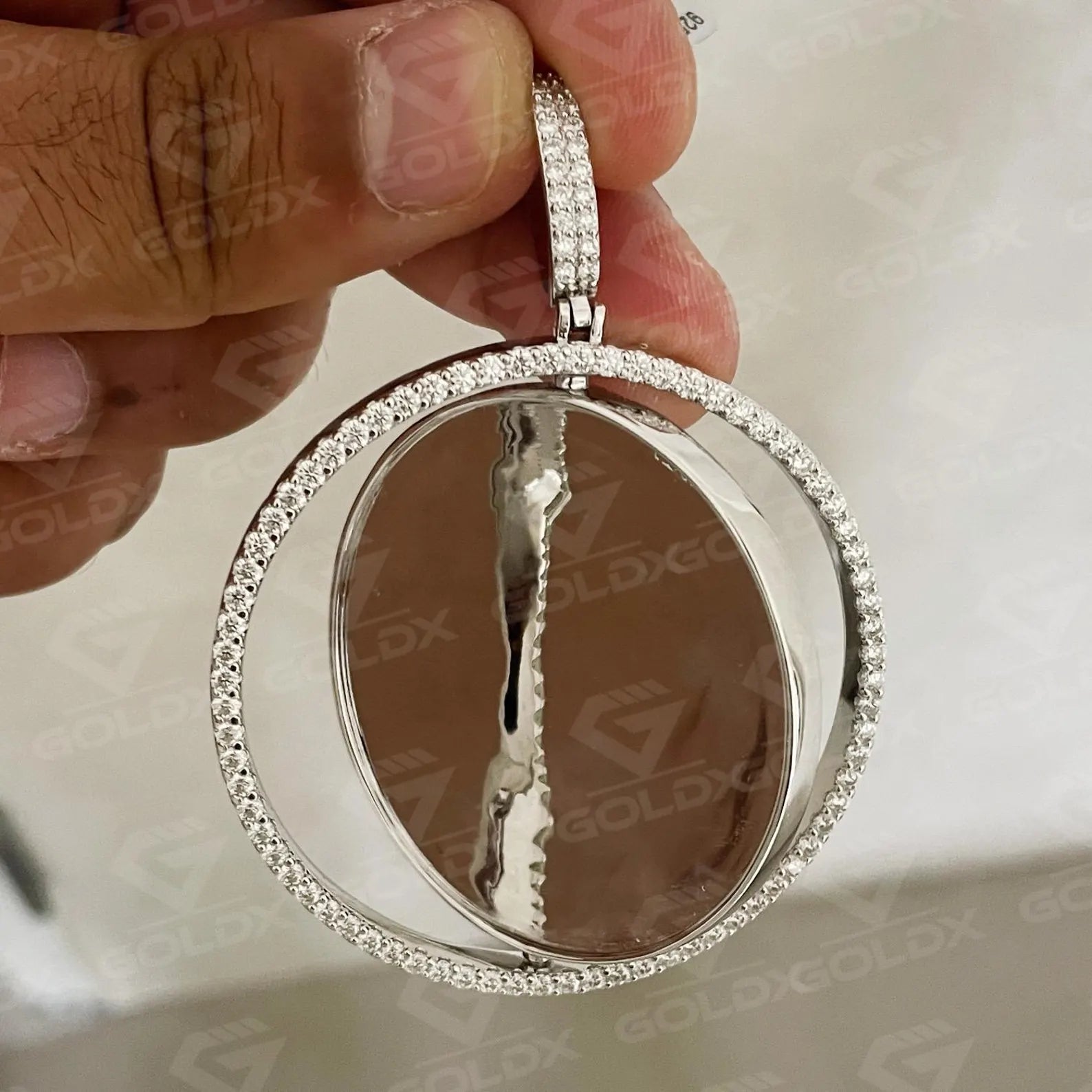 Flippable 2 Sided Memory Charm Picture Pendant VVS1 Moissanite [4.21 CTW] 925 Sterling Silver