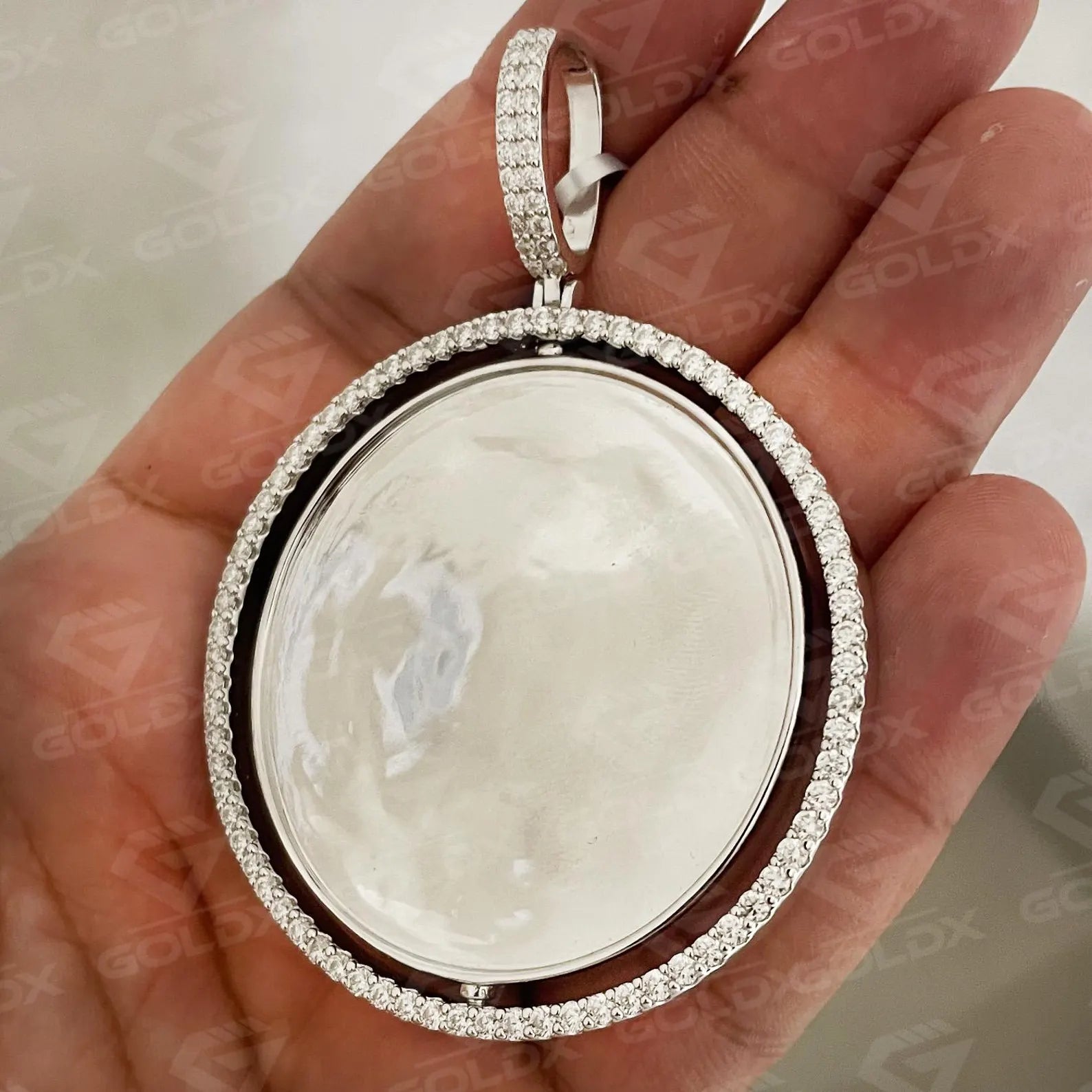 Flippable 2 Sided Memory Charm Picture Pendant VVS1 Moissanite [4.21 CTW] 925 Sterling Silver