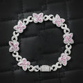 Butterfly Infinity Iced Out Bracelet Pink [4.10 CTW] Moissanites in 925 Sterling Silver