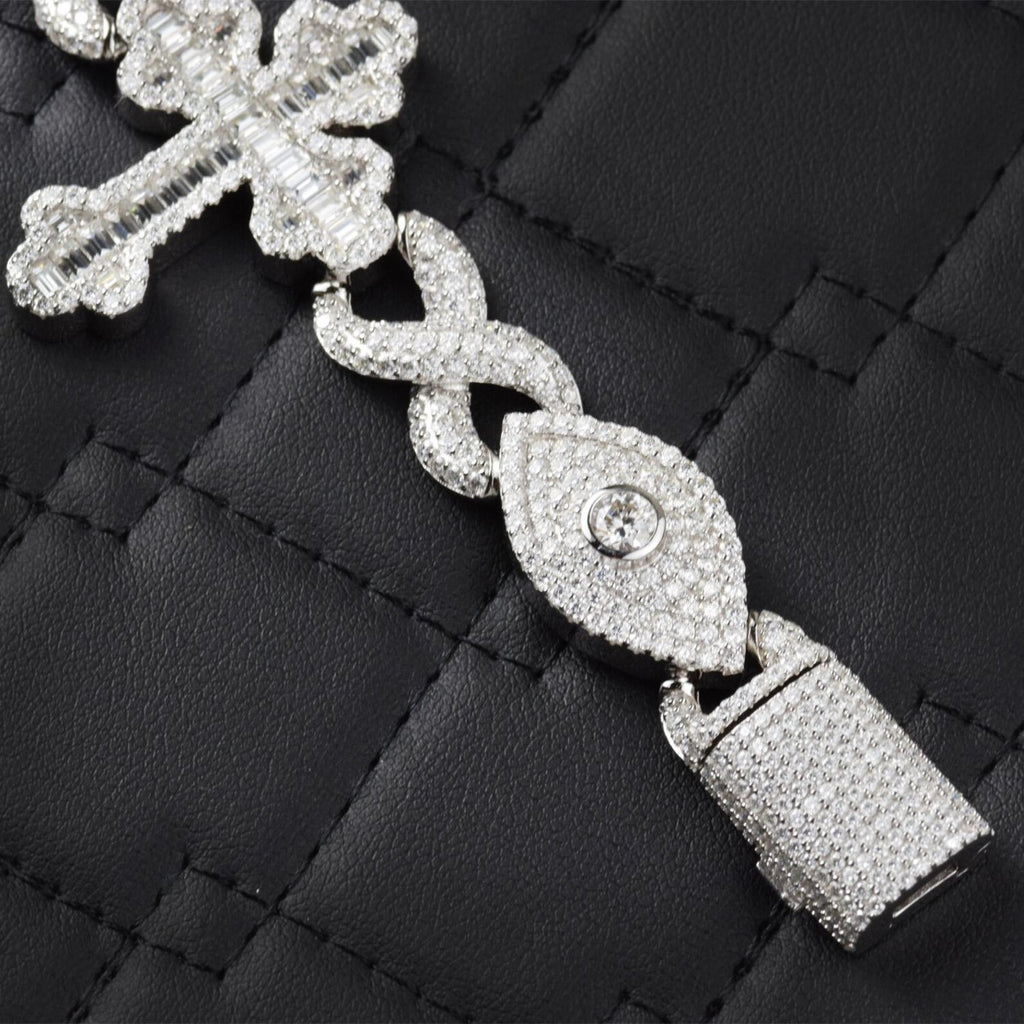 Infinity Cross Evil Eye Iced Out Bracelet[16 CTW] Moissanites in 925 Sterling Silver