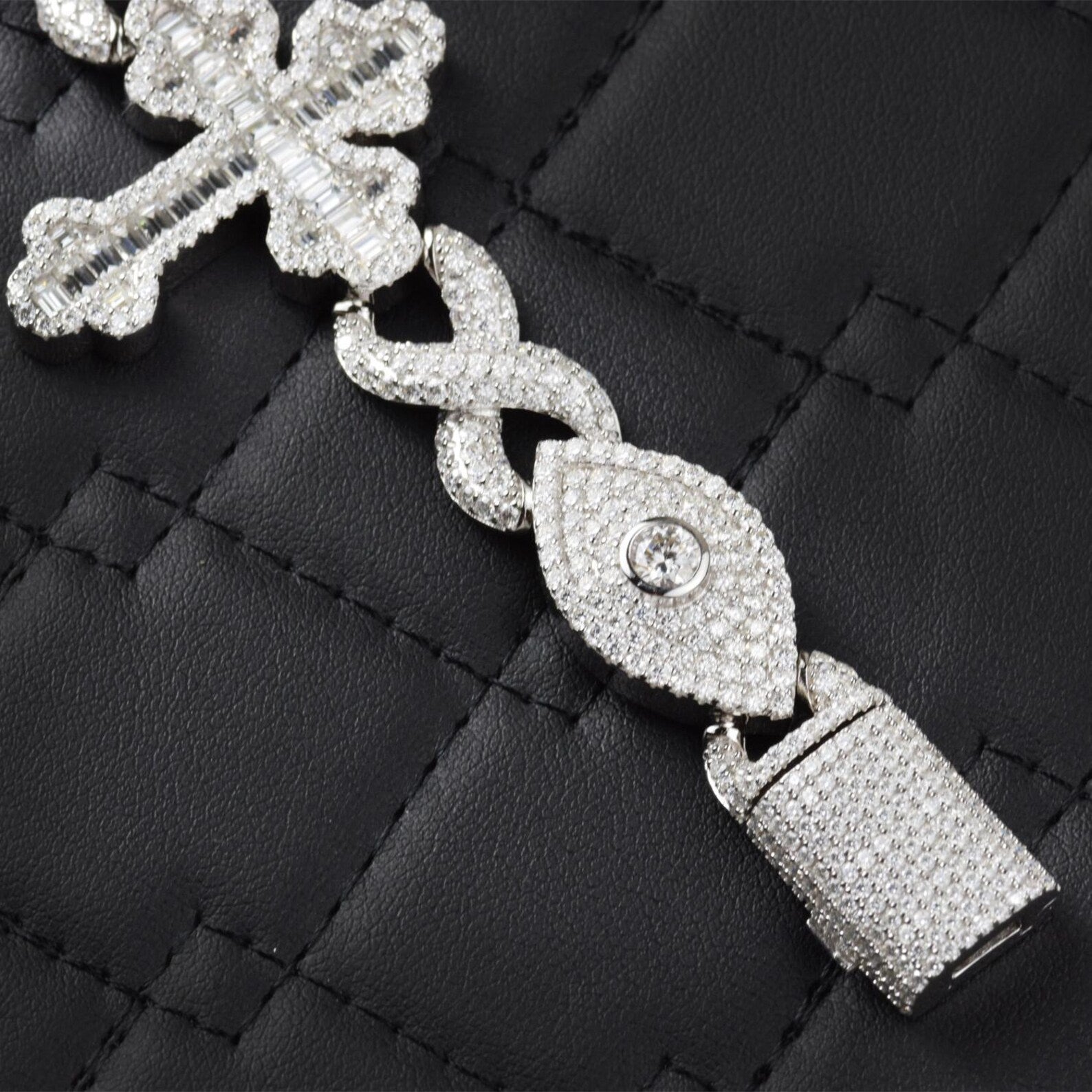 Infinity Cross Evil Eye Iced Out Bracelet[16 CTW] Moissanites in 925 Sterling Silver