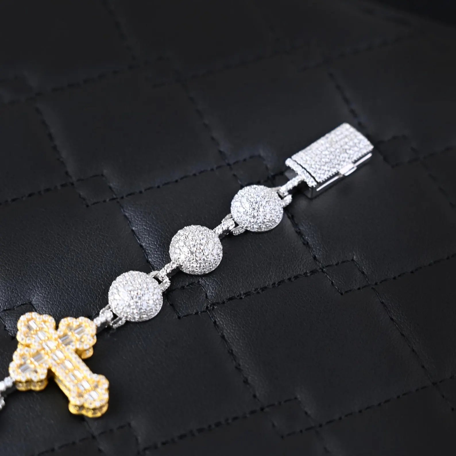 Two Tone Cross Bracelet [9 CTW] Moissanites in 925 Sterling Silver