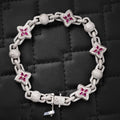 Clover Iced Out Bracelet Pink Clover [13 CTW] Moissanites in 925 Sterling Silver