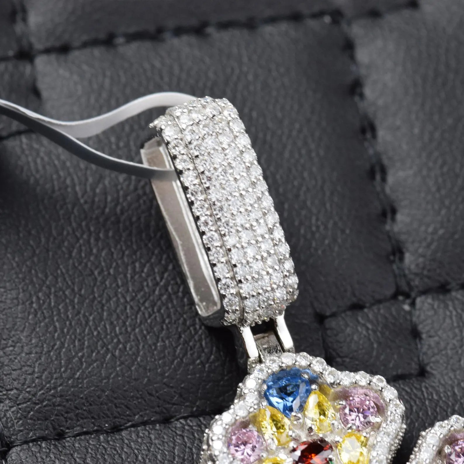 Multi-Color Iced Out Cross Pendant VVS1 Moissanite [3.20 CTW] 925 Sterling Silver